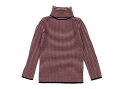 FUB ecru/dark navy/bright red rollneck blouse merino wool